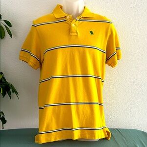 Abercrombie & Fitch Yellow Striped Polo Shirt Mens